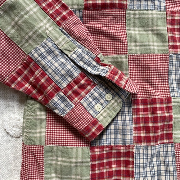 Vintage Eddie Bauer Patchwork Long Sleeve Button Down Shirt Oversized Office - Picture 2 of 7